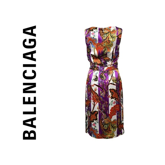 BALENCIAGA Pre Fall 2011 Floral Print Silk Dress Size 40/ 8 - Picture 5 of 10